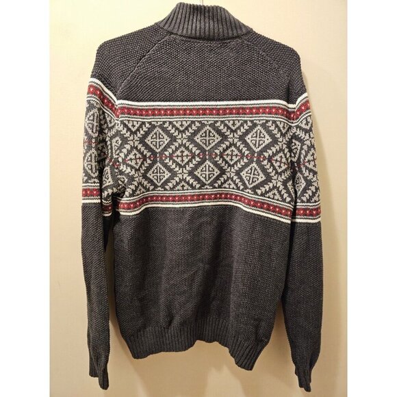 NWT‎ Men's IZOD Fair Isle 1/4 Zip Sweater Dark Gray Size Large - Picture 2 of 11